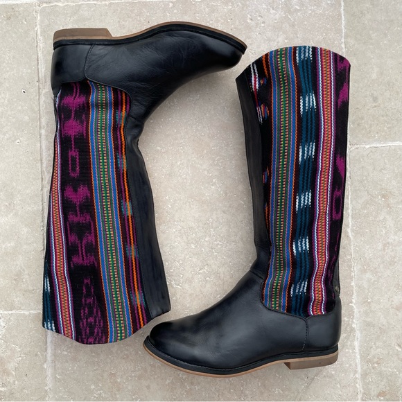 Reef 💦 Tall Black Leather/Canvas Boots Sz 6 - Picture 5 of 15